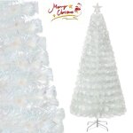 Sapin de noël led blanc à fibre optique 210cm costway - feuilles irisées flocon de neige - 48 lumières ... Sapin de noël led blanc à fibre optique 210cm costway - feuilles irisées flocon de neige - 48 lumières ...