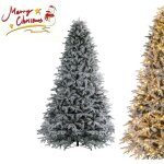 Sapin de no�l led floqu� 270cm costway - 600 lumi�res blanc chaud - articul� - 2198 branches - socle ...