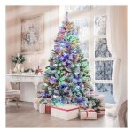 Sapin de noel led lumineux 180 cm sapin de noel artificiel enneige pr� - illumin� et articul� premium250 ...