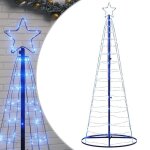 Sapin de no�l � led - vidaxl - 182 cm - bleu - 200 led - 8 effets lumineux - usage int�rieur et ext�rieur ...
