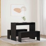Sarazyj@?2 pcs?lot dune table de cuisine avec chaise - ensemble de salle � manger ch�ne noir 97 x 47 ...