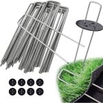 Sardines de fixation sardines camping 50 pcs + 8 rondelles en acier (150x40x3mm) pour le jardin gazon ...