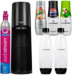 Saturateur eau gazeuse - sodastream - terra noir - 2 bouteilles 1l - 3 sirops pepsi mirinda 7up
