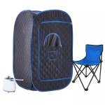 Sauna  vapeur portable 2l cabine de sauna pliable  domicile 1000w kit sauna tlcommande et tabouret ...