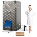 Sauna à vapeur portable - relax4life - générateur de vapeur de 3 l - 9 niveaux température - chaise pliable ... Sauna à vapeur portable - relax4life - générateur de vapeur de 3 l - 9 niveaux température - chaise pliable ...