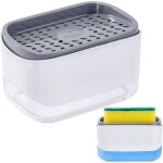 Savon liquide avec porte - �ponge 2 en 1 rechargeable distributeur de savon � vaisselle pour cuisine ...