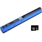 Scanner portable a4 - 300 / 600 / 900 dpi - sans fil main inclus carte sd 8go pdf / jpeg - bleu