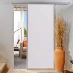 Schulte porte coulissante en bois 74x203cm porte intrieure pleine bois blanc mat cadre alu