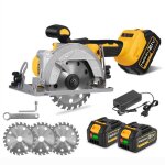 Scie circulaire �lectrique sans fil 5 pouces 125mm scie � main pour le travail du bois + 3x lames - mellwin ...