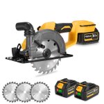 Scie circulaire �lectrique sans fil 6 pouces 150mm scie � main pour le travail du bois + 3x lames - mellwin ...