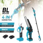 Scie d�lagage sans balais 4 en 1 � grande port�e tron�onneuse et s�cateur outil de jardin avec perche ...