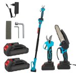 Scie lectrique de taille sans fil 3 en 1 avec perche tlescopique 126 - 260cm trononneuse 6 + scateur ...