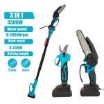 Scie  perche sans fil 3 en 1 taille - arbre lectrique sans balais longue porte de 2 m 2 batteries ...