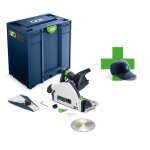 Scie plongeante sans fil - festool - tsc 55 keb - basic - kickbackstop - 100 ans edition limit�e - bleu ...