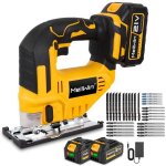 Scie sauteuse �lectrique sans fil 3 vitesses r�glables avec 31x lames de scie - mellwin - 2x 1500mah ...