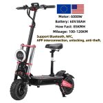 Scooter �lectrique boyueda pliable rapide 60v 38ah 6000w double moteur pneus larges de 11 pouces eu