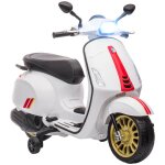 Scooter �lectrique enfant aiyaplay vespa 6 v dim. 107l x 47l x 73h cm musique mp3 port usb phare 2 roulettes ...