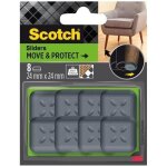 Scotch - patin glisseur - adh�sif - carr� � alv�oles - � 24 mm - gris - lot de 8