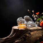 Sculpture extrieure de statue de jardin de lumire solaire dange adapte au paysage au jardin