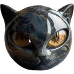 Sculpture en pierre de luxe dun chat noir statue en pierre sculpt�e � la main t�te de chat noir pour ...