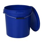 Seau avec couvercle plastique alimentaire - benbow - 1x 20l - bleu - herm�tique - inodore - vide - r�cipient ...
