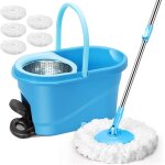 Seau essoreur  pdale et balai  franges en microfibre serpillre rotative 360 avec manche tlscopique ...