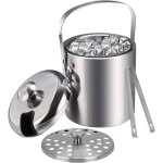 Seau à glace isotherme avec pinces poignée couvercle 13l double paroi en acier inoxydable sceaux à glacon ... Seau à glace isotherme avec pinces poignée couvercle 13l double paroi en acier inoxydable sceaux à glacon ...