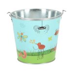 Seau de jardin - esschert design - motif insectes - bleu - m�tal - 18 x 16 x 154 cm
