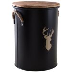 Seau  pellets - non spcifi - rond - mtal - couvercle en bois - rcuprateur de poussires