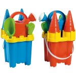 Seau de plage chateau + accessoires - livre a lunite (bleu ou orange)