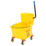 Seau � serpilli�re avec essoreuse et roues jaune 36 l pp