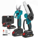 Sécateur électrique sans fil 30mm + tronçonneuse 6 pouce - newbeny - 2x 1. 5ah batteries Sécateur électrique sans fil 30mm + tronçonneuse 6 pouce - newbeny - 2x 1. 5ah batteries