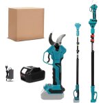 Secateur electrique sans fil 40mm scateur de jardin professionnel + perche tlescopique 25m moteur brushless ...