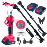 S�cateur �lectrique sans fil �quip� de deux batteries de 2000 mah trois modes de coupe et un manche t�lescopiq ...