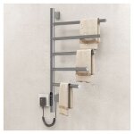 S�che - serviettes �lectrique 80w 42x66cm 5 barres pivotantes 180� minuterie led r�glage 45 - 70�c gris ...