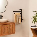 Seche - serviette minimal - 80w - barres rotatives 180 - acier inoxydable - noir