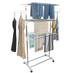 Schoir  linge - tagre  linge - pliable - 3 tages - plastique blanc - design  roulettes pour un ...