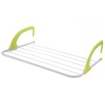 S�choir � linge pour radiateur - orion - 34x55x145 cm - blanc et vert - m�tal et plastique - poign�es ...