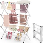 S�choir � linge peu encombrant durable et stable pliable et extensible � 6 niveaux avec 11 barres