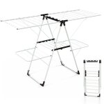 Schoir  linge pliable  2 niveaux costway - ailes rglables en hauteur - 33 rails de schage et pinces ...