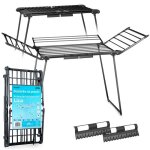 S�choir � linge pliable - janshop - 22 m de s�chage - 4 ailes pliables - m�tal solide - noir - compact ...