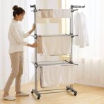 Schoir  linge sur roulettes tendoir avec 2 ailes latrales etendoir  linge vertical en tour  3 etages ...