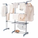 S�choir linge vertical pliant double extensible 30 barres 3 niveaux etendoir int�rieur roulettes 6 ailes ...