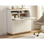 Secrtaire - mdf - coloris : blanc et naturel - dutasi