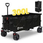 Sekey chariot de jardin pliable xxxl ? 300l 200 kg capacit� pneus tout - terrain noir