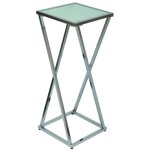 Sellette altobuy shane - gris - acier et verre tremp - 30 x 30 x h75 cm