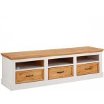 Selma - meuble tv avec 3 tiroirs en ch�ne blanc