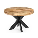 Semarang - table basse ronde en manguier massif et pitement mtal noir