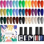 Semi - permanent nail polish 21 colours u v semi - permanent gel nail polish with base top coat shiny ...