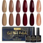 Semi - permanent nail polish brown 6 colours nude brown glitter uv gel nail polish semi - permanent dark ...